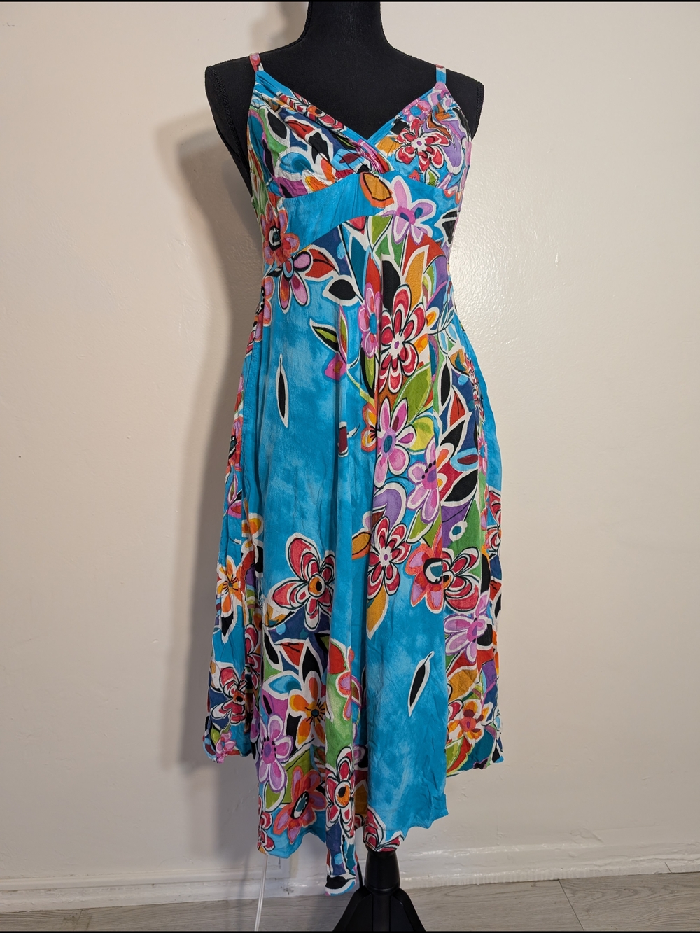 Jams World Turquoise Floral Maxi Dress with Multicolor Blooms
